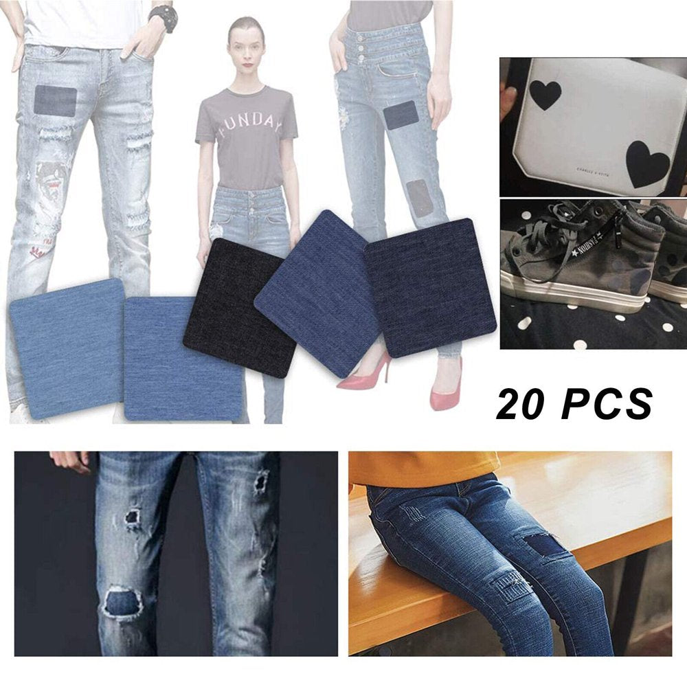DIY 20 Pieces 3" by 4" with 4 Classic Colors Multi-Color Value Pack Fabric Iron-On Patches and Other Items