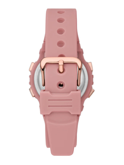 Ladies' Digital Sport Watch, Dusty Rose round Case, Rose Gold Tone Bezel and Dusty Rose Plastic Strap (FMDOTT108)