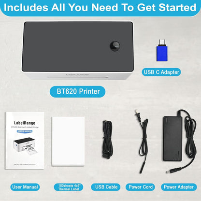 Ecommerce Shipping Label Printer, Thermal 4X6 Label Printer, 300 DPI, Bluetooth & USB, Compatible with Ios, Android, Windows, USPS, Pirate Ship, Shippo, Amazon, Ebay, Shopify