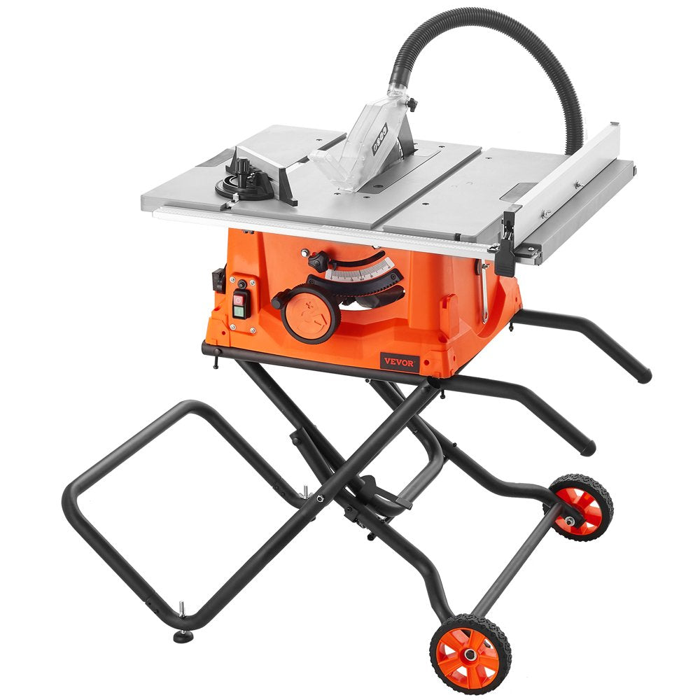 10" Table Saw W/ Stand Electric Cutting Machine 5000RPM 25-In Rip Capacity