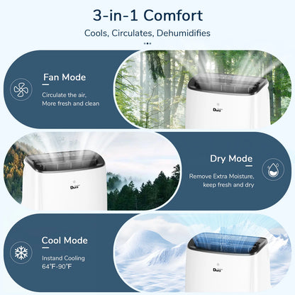 12000 BTU Portable Air Conditioner with Dehumidifier, Fan for Bedroom up to 300 Sq.Ft