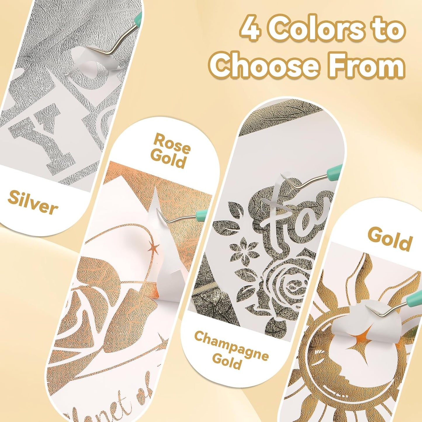 Textured Metallic Permanent Vinyl, 12" X 6Ft Silver Chrome Self-Adhesive Vinyl Compatible with Cricut Cutting Machine, Silhouette, Cameo Cutters, Signs, Scrapbooking (Silver)