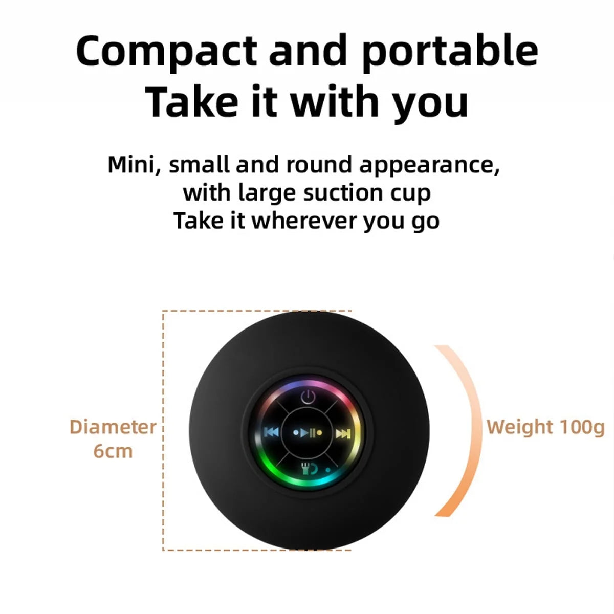 Bluetooth Floating Pool Speaker, Mini Bluetooth Speaker, Waterproof Speakers,Rgb Light Bluetooth Suction Cup Speaker,Portable Bluetooth Speaker for Outdoor Swim Camping Party