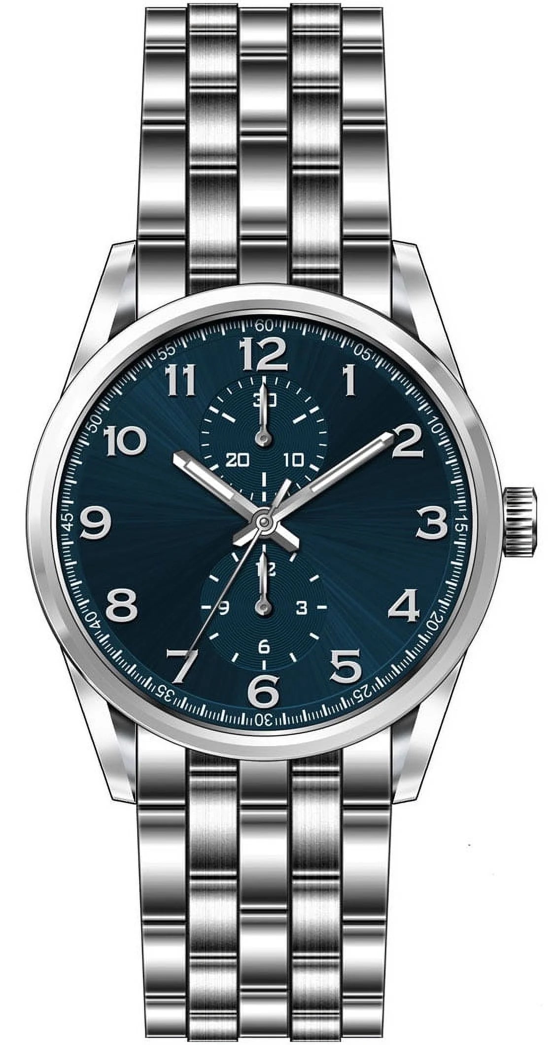 Men'S 41Mm Silver Tone Blue Dial Easy Read Bracelet Watch