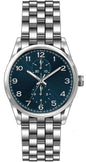Men'S 41Mm Silver Tone Blue Dial Easy Read Bracelet Watch