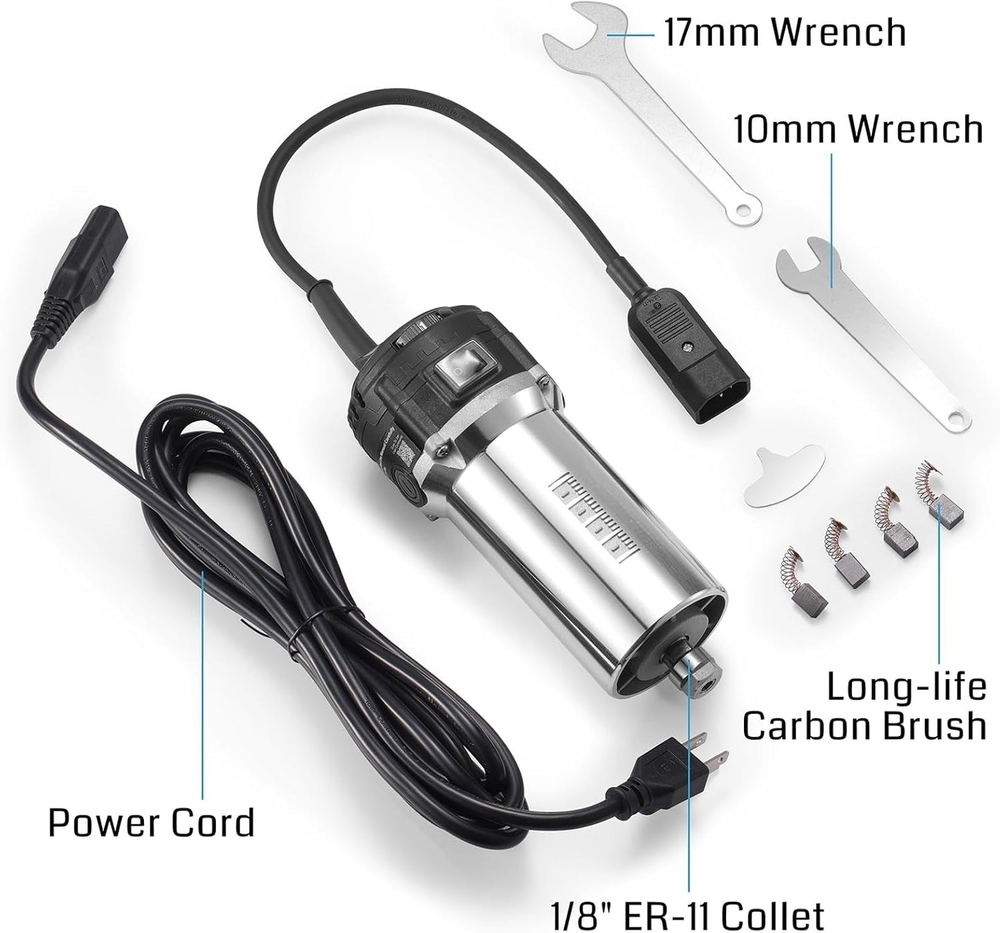 Genmitsu 710W CNC Compact Router 65Mm Diameter, Spindle Motor with LCD Digital Display 6 Adjustable Speeds, 1/8” ER11 Collet, 4 Carbon Brushes, for CNC Milling Machine