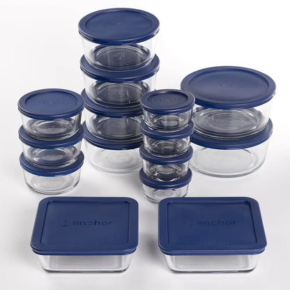 Glass Food Storage Containers with Lids, 30 Piece Set