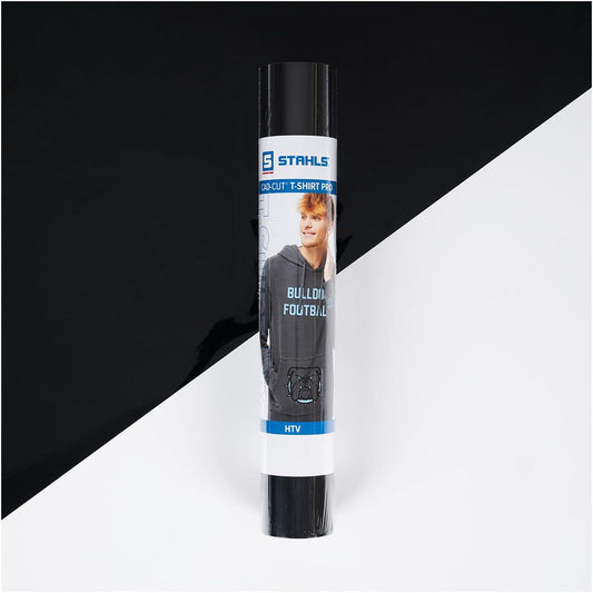 Stahls’ HTV Heat Transfer Vinyl Cad-Cut T-Shirt Pro Lab-Tested for 50+ Washes Works with Any Vinyl Cutter Pro Results for Any Skill Level, Iron on Vinyl (Black, 6FT Roll)