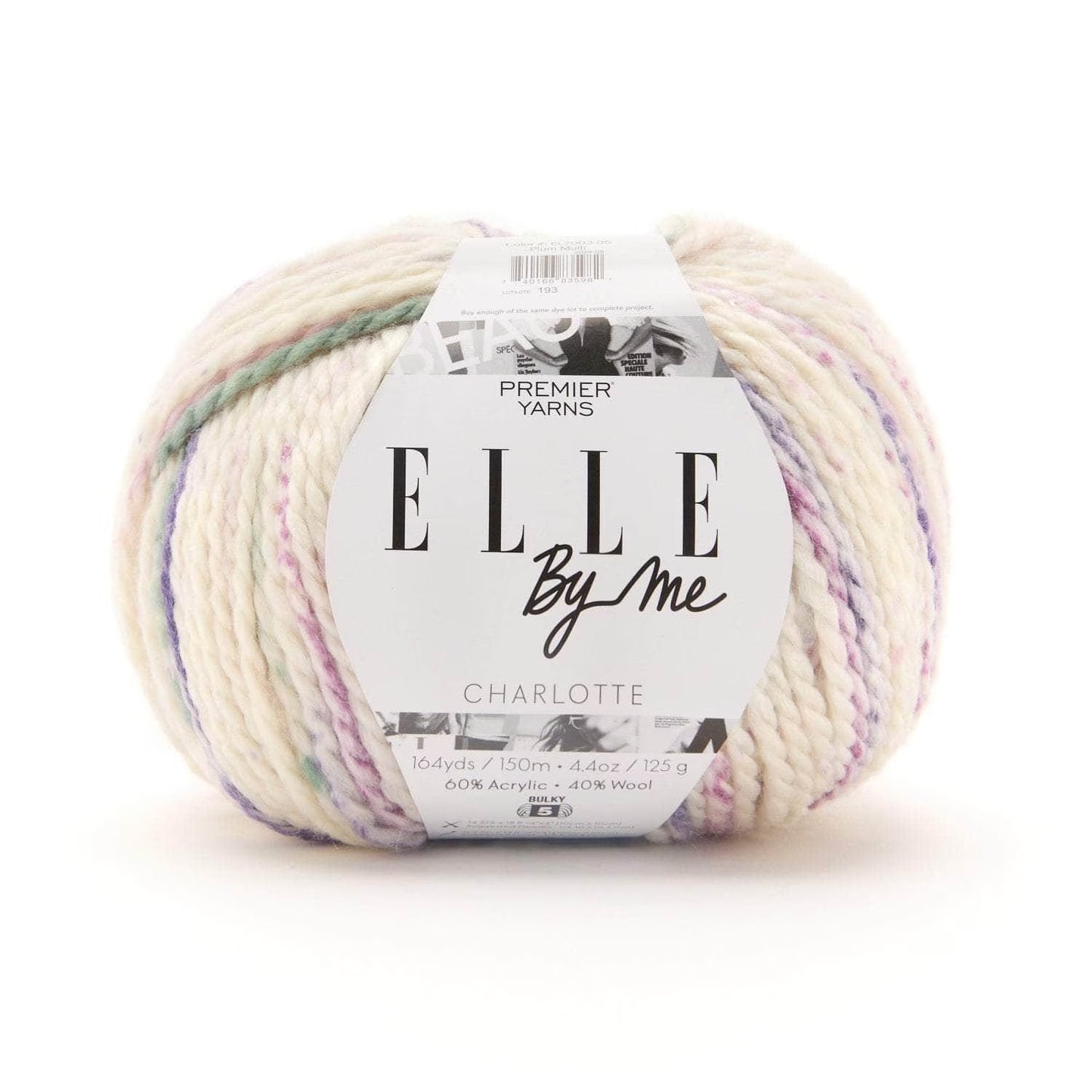 Premier Yarns ELLE by Me Charlotte, Bulky Yarn for Crocheting and Knitting, Acrylic Wool Blend, Plum Multi