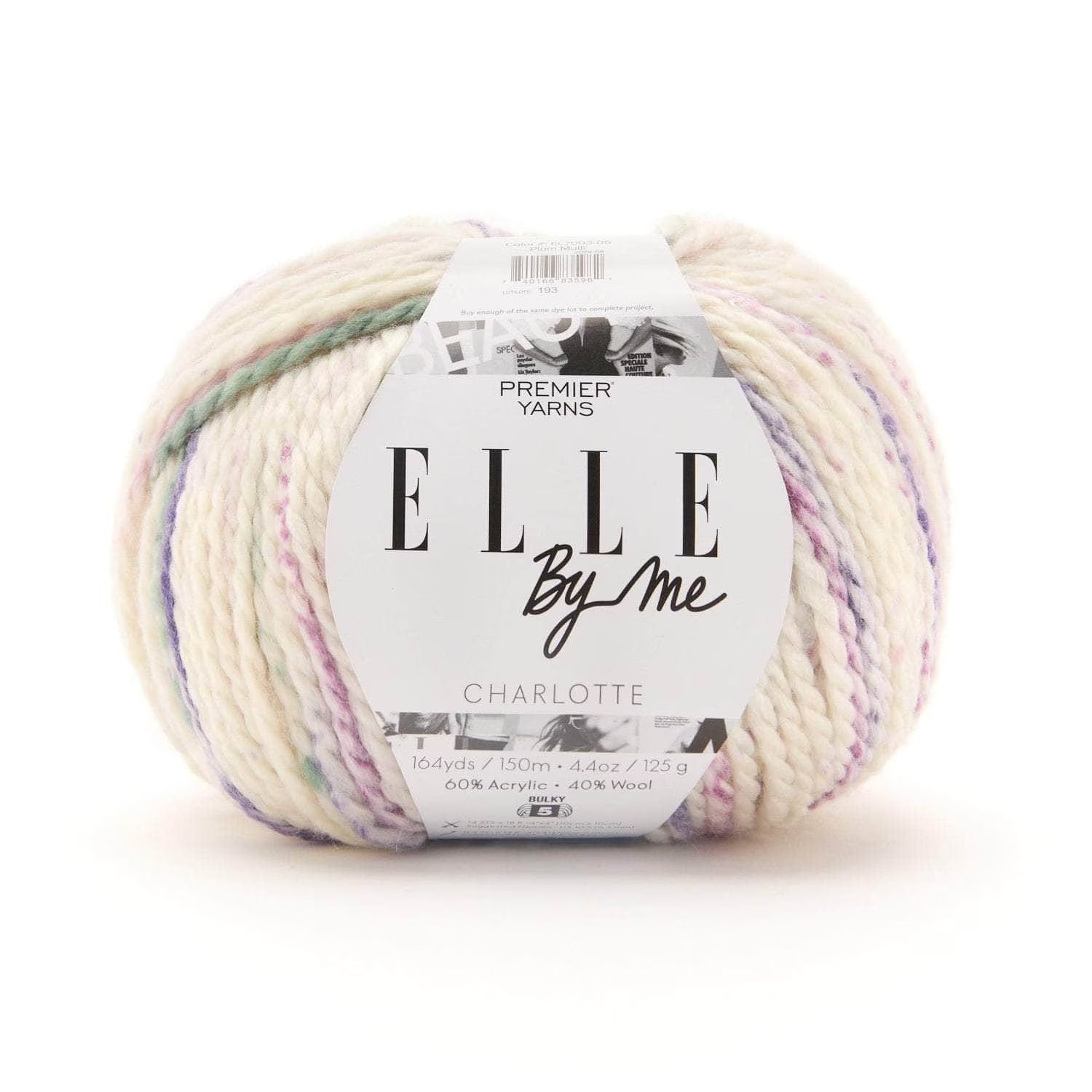 Premier Yarns ELLE by Me Charlotte, Bulky Yarn for Crocheting and Knitting, Acrylic Wool Blend, Plum Multi