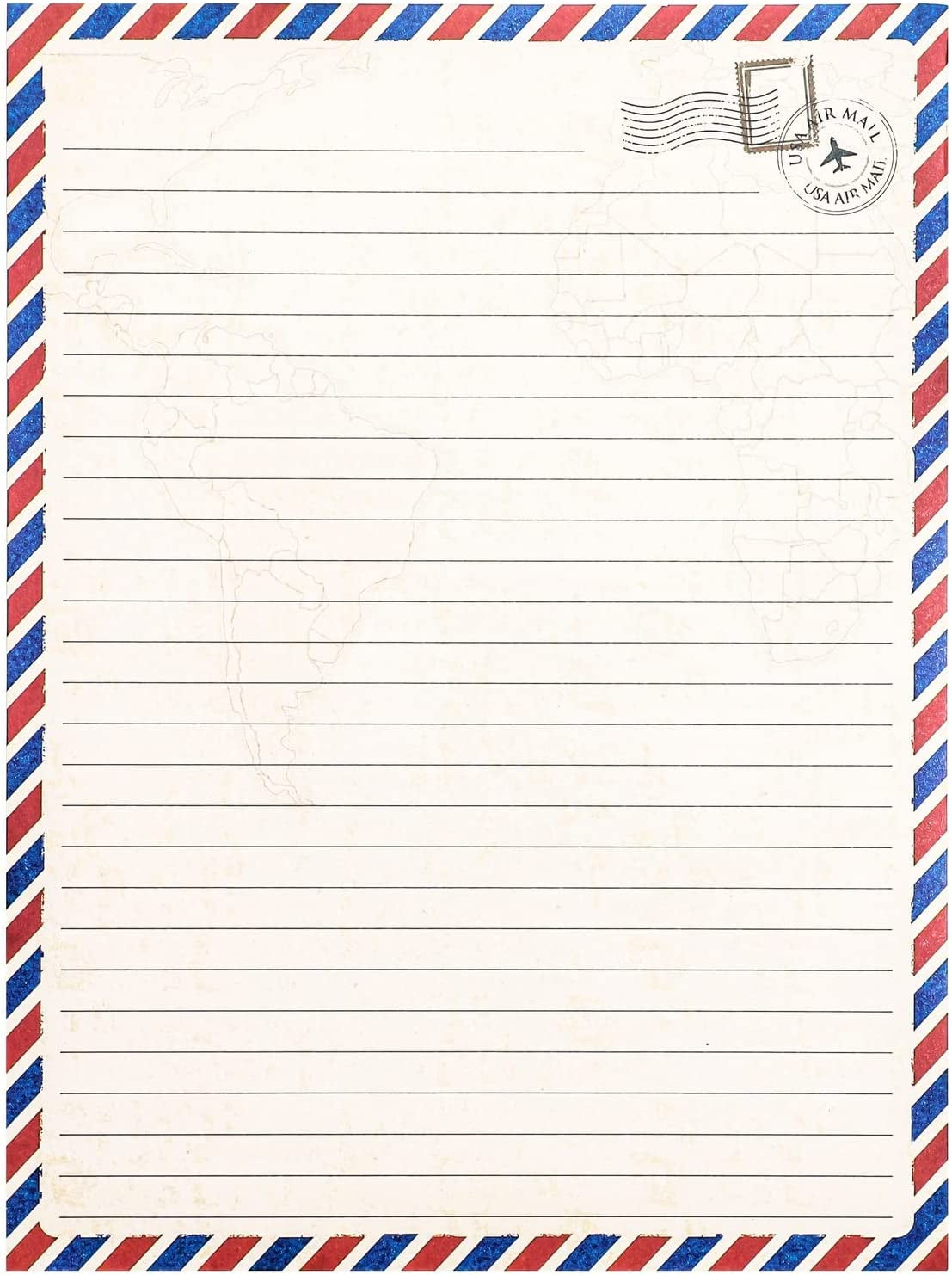 48 Pack Letter Writing Stationary Paper and Envelopes Set, Vintage Travel Design (6.9 X 9.25 In)