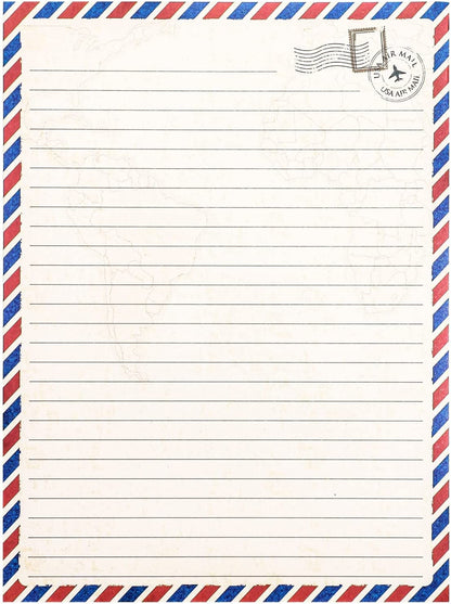 48 Pack Letter Writing Stationary Paper and Envelopes Set, Vintage Travel Design (6.9 X 9.25 In)