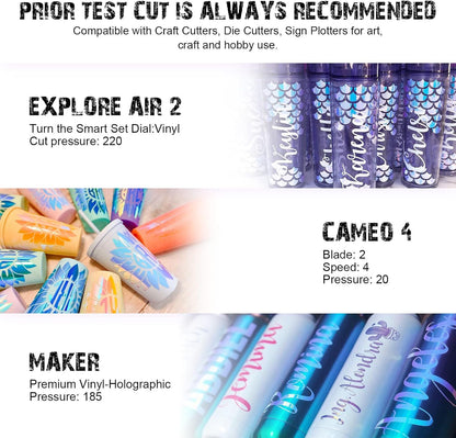 Holographic Opal Craft Vinyl 12" X 12" 7 Sheets/Pack for Craft Cutters,Sign Plotters