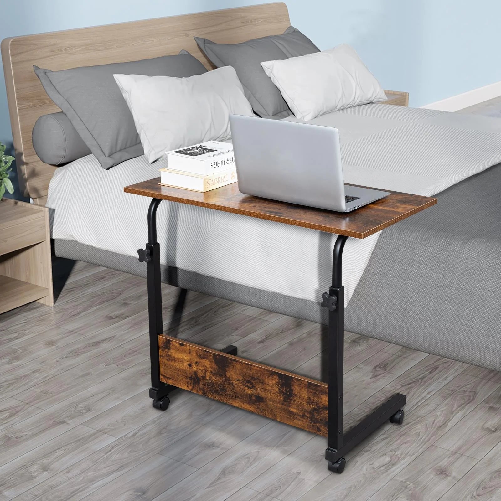 Side Table Rolling Computer Desk Stand Coffee Sofa End Cart Laptop PC Tray Home