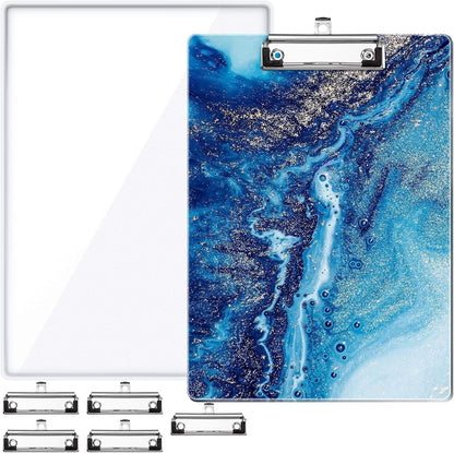 A4 Letter Size Clipboard Epoxy Resin DIY Casting Soft Silicone Molds + 5 Stainless Steel Low-Profile Clips, Retractable Hanging Hole Write Pad Draw Board Document Holder School Office Business