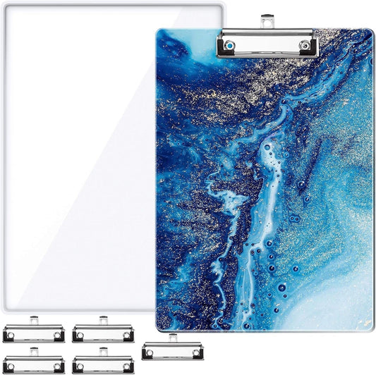 A4 Letter Size Clipboard Epoxy Resin DIY Casting Soft Silicone Molds + 5 Stainless Steel Low-Profile Clips, Retractable Hanging Hole Write Pad Draw Board Document Holder School Office Business