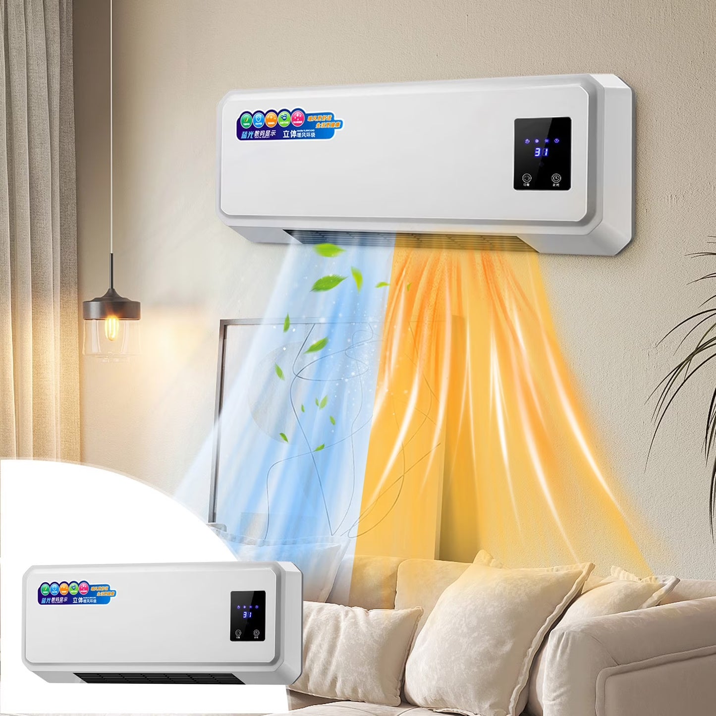 12,000 BTU Wall Air Conditioner with Heat, 115V, Quiet Wall AC for Small and Medium Sized Rooms up to 550 Sq.Ft. with Remote Control, White