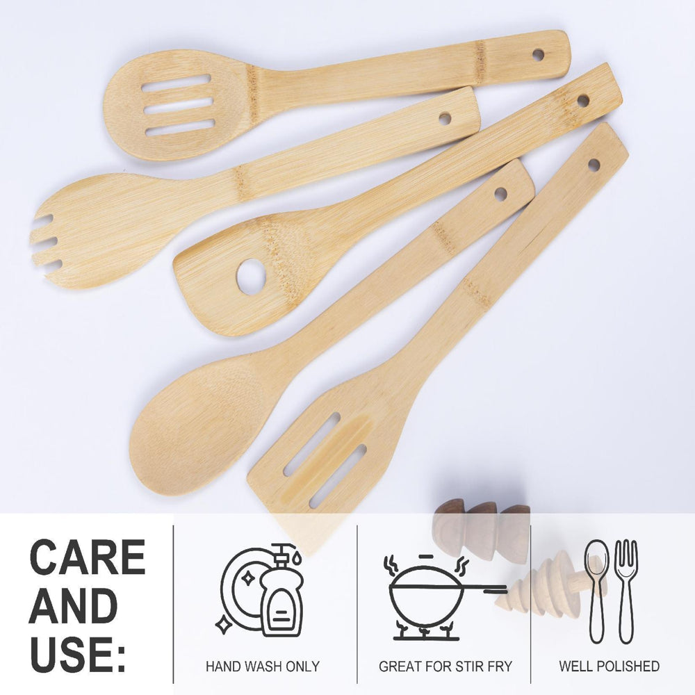 100% Natural Bamboo Tool and Gadgets 5 Pieces Utensil Set