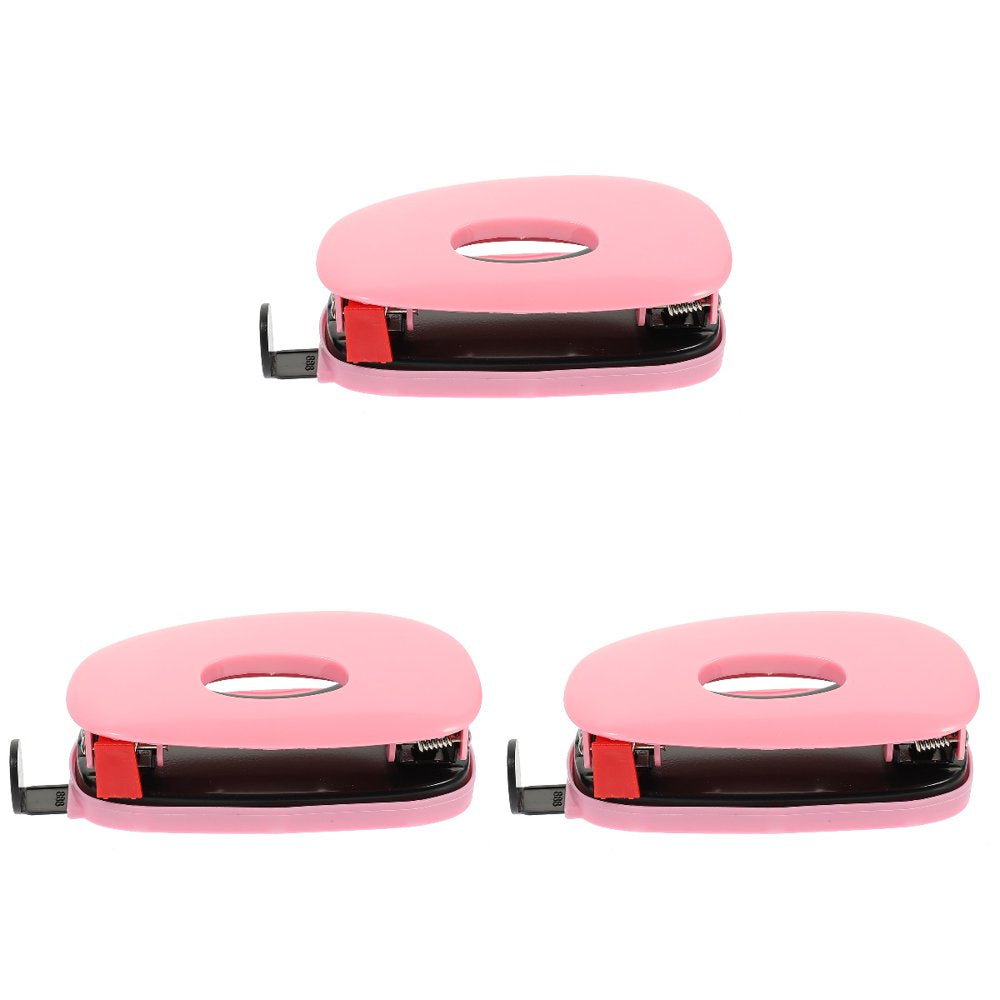 3 Count Double Hole Punch Puncher Manual Loose Leaf A4 Binder Metal Pink Book Binding Machines Office