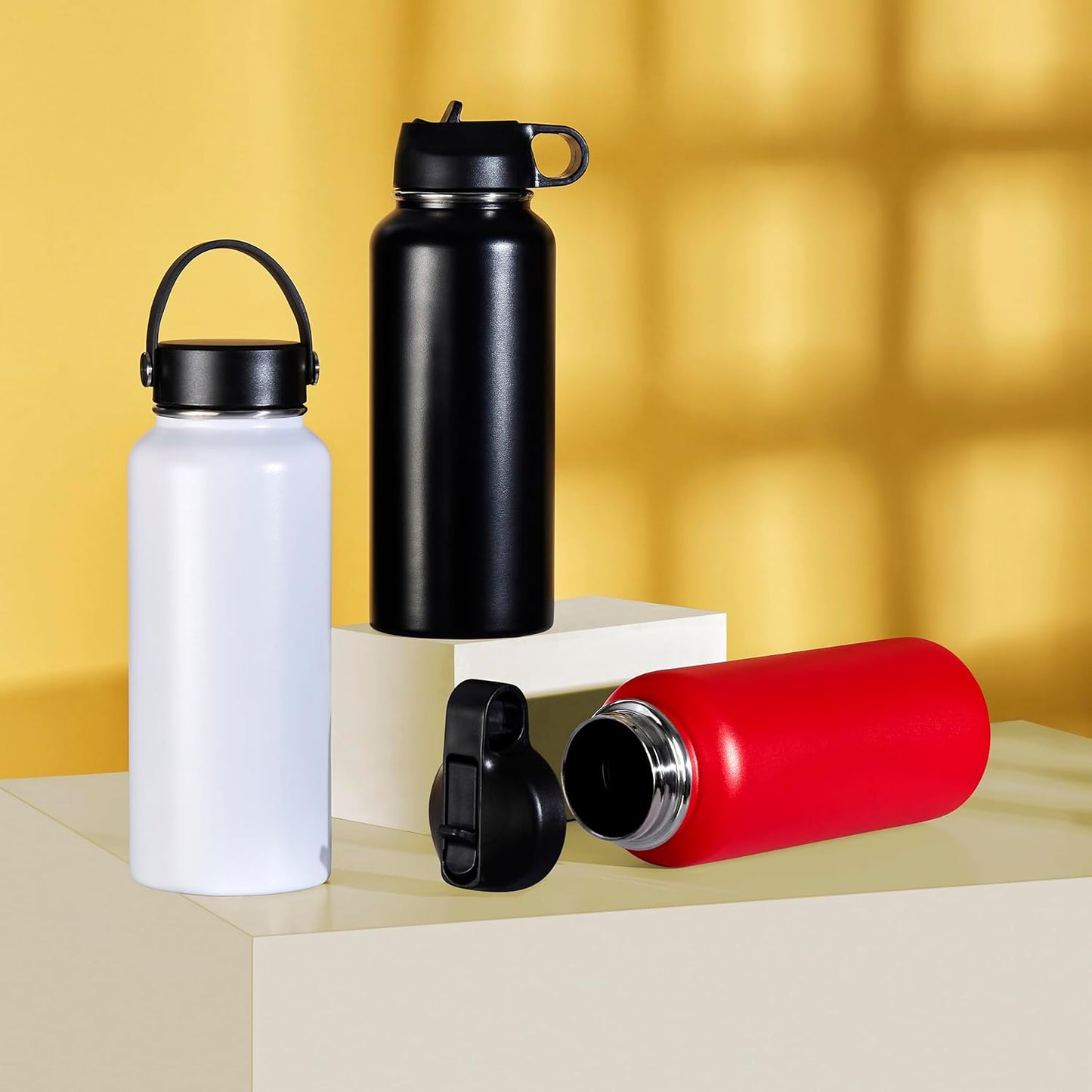 Makerflo 32 Oz Black Hydro Powder Coated Tumbler - 1 Pack Sipper Water Bottle | Craft-Ready for DIY Gifts & Personalization (Laser Engravable, UV DTF, Epoxy, Vinyl) - Not for Sublimation and DTF