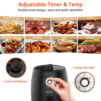 2 Qt Air Fryer with Air Fryer Paper Linners, Knob Control, Oil-Less