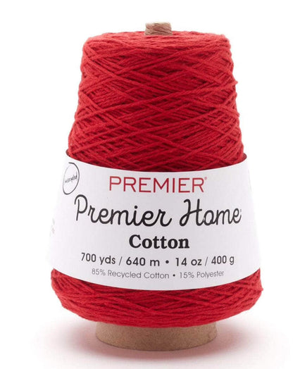 Premier Home Cotton Solid Cone Yarn, Ideal Knitting and Crochet Supplies, Made of Recycled Cotton and Polyester, White