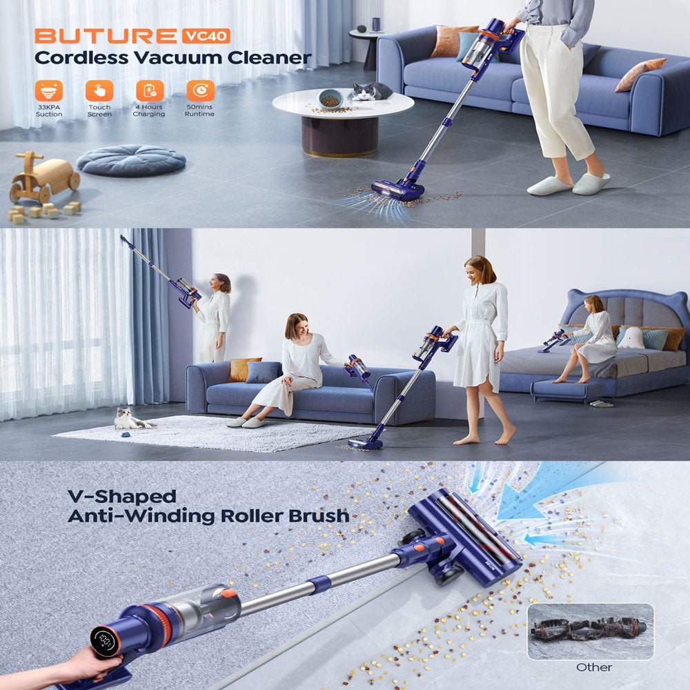 Cordless Vacuum Cleaner with Stick Lightweight Vacuum Cleaner for Carpet Floor Pet Hair