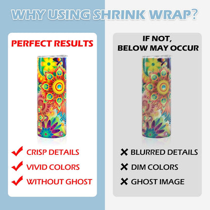 Shrink Wrap for Sublimation Tumblers 5X10 Inch - 50PCS Sublimation Shrink Wrap Sleeves, Heat-Resistant Tumbler Shrink Wrap Film