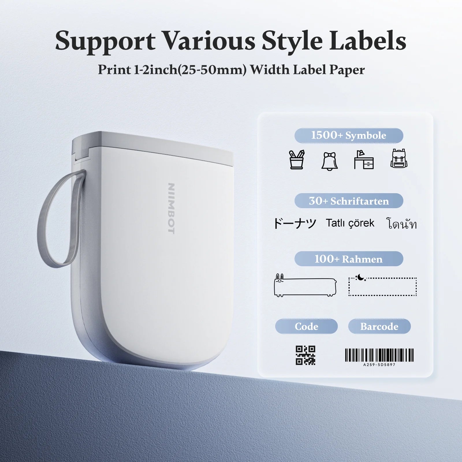 D11 Upgraded HD 300 Dpi Label Maker Mini Bluetooth Wireless Label Printer Inkless Labeler Rechargeable(White+Extra 3 Rolls)