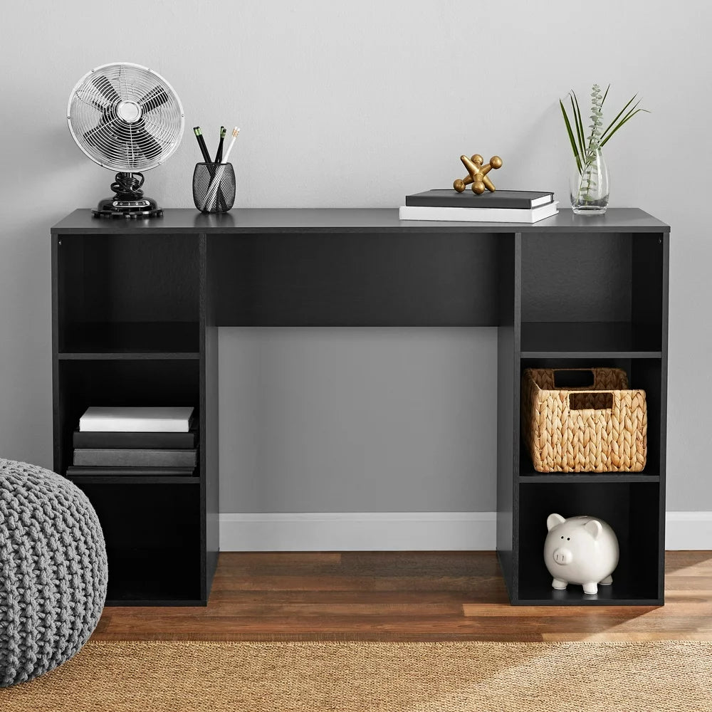 6-Cube Storage Computer Desk, True Black Oak