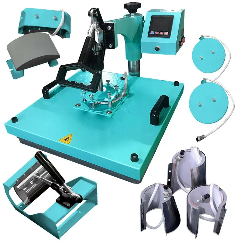 Silhouette White Cameo 4 w/ 8-in-1 Turquoise 15" x 15" Heat Press Bundle