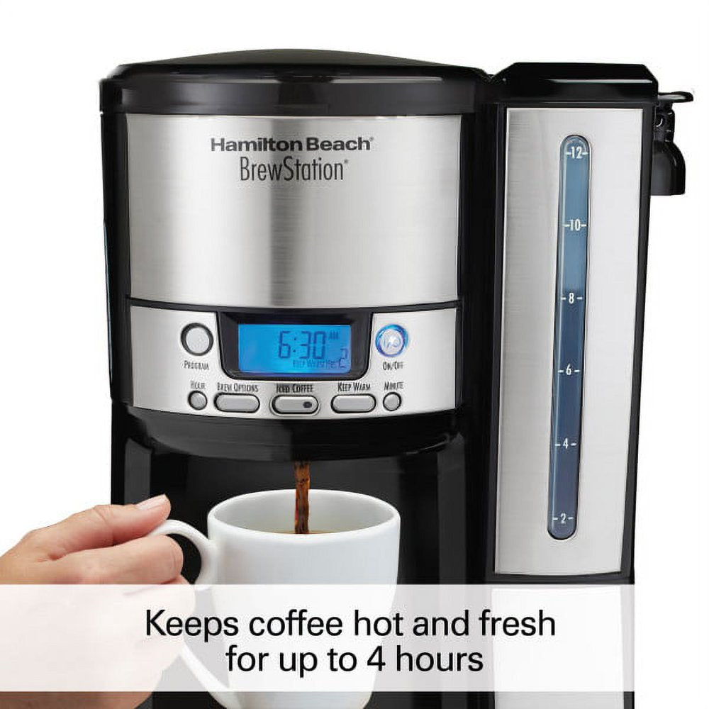 Brew Station 12 Cup Programmable Coffee Maker, Removable Reservoir, Stainless Steel, 47950