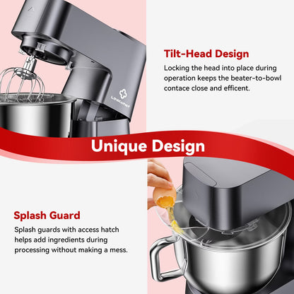 7.5 QT Stand Mixer, 800W 12-Speed Tilt-Head Food Mixer, Kitchen Electric Mixer with Dough Hook, Wire Whip & Beater