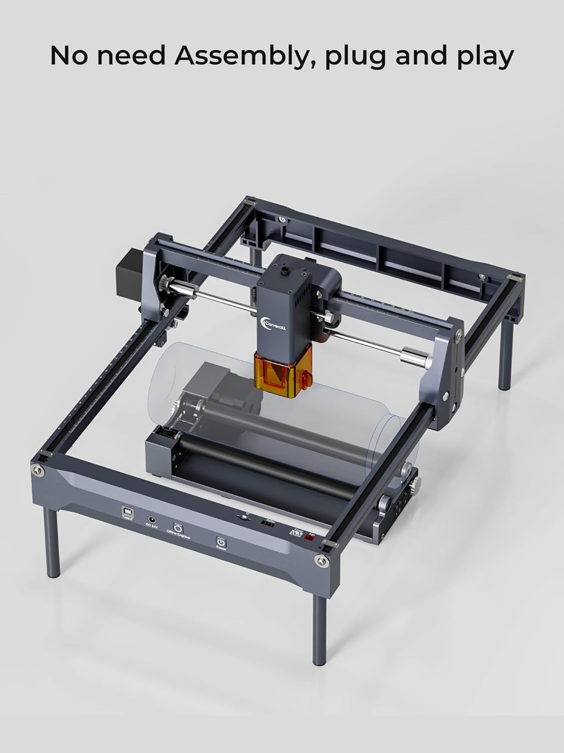 Rotary Roller with Bracket, Y-Axis Rotary Roller 360° Rotation for Cylindrical Objects, Tumbler, Cups, Bottles, Pens, Wine, Laser Rotary Aattachment for Carverall Laser Engraver and Cutter