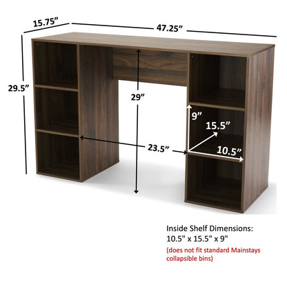 6-Cube Storage Computer Desk, Canyon Walnut