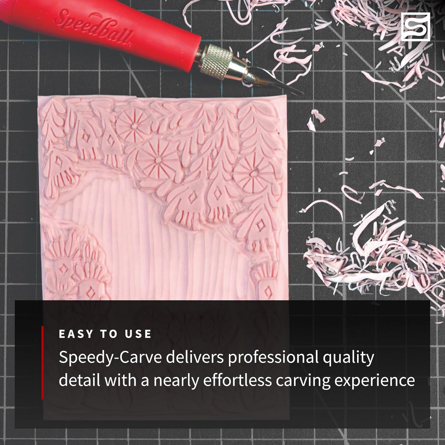 Speedball Deluxe Block Printing Kit - Includes Inks, Brayer, Bench Hook, Lino Handle and Cutters, Speedy-Carve Block, Mounted Linoleum Block (3472)