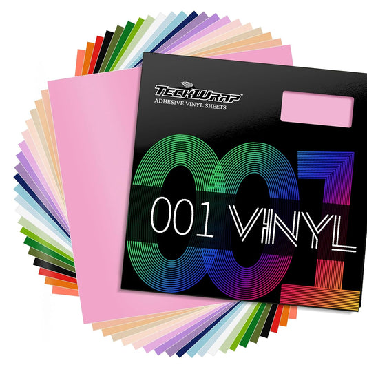 001 Matte Permanent Vinyl 12" X 12" 21 Colors for Scrapbooking, Vinyl Cutter Machine, Sign Plotters for Home Decor, Logo, Banners, Window Graphics