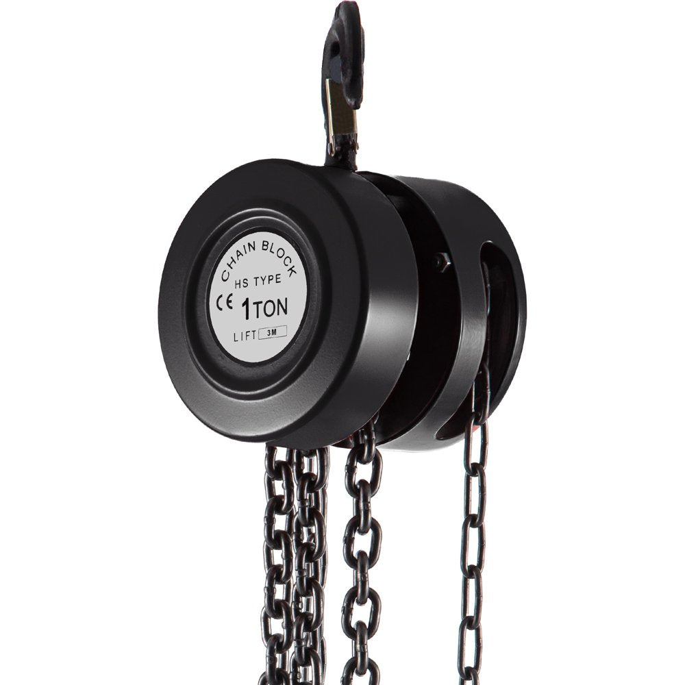 Hand Chain Hoist, 1Ton/10Ft Chain Block, Manual Hand Chain Block, Manual Hoist W/Industrial-Grade Steel Construction for Lifting Good in Transport & Workshop, Black