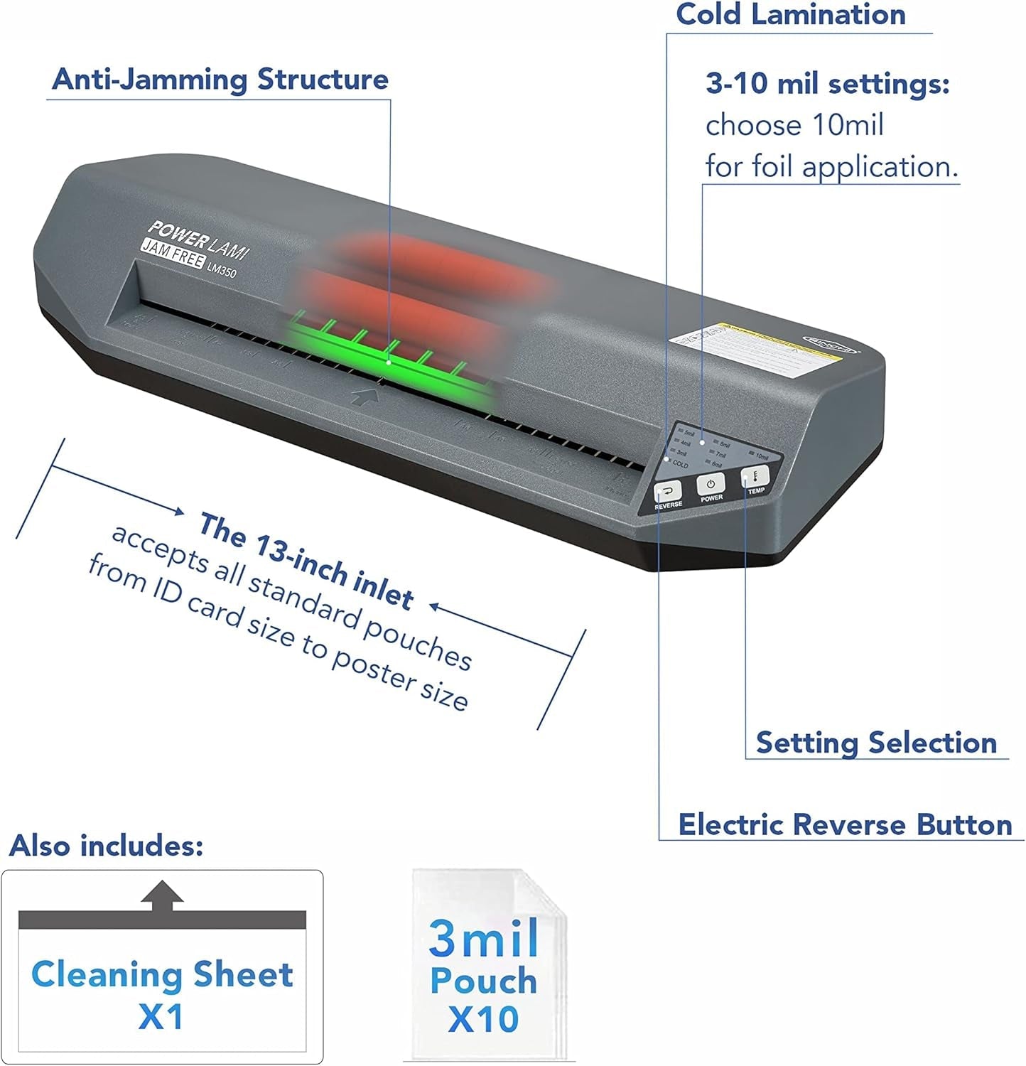 SINCHI Never-Jam Laminator & SINCHI 5 Mil 100 Pack Laminating Sheets