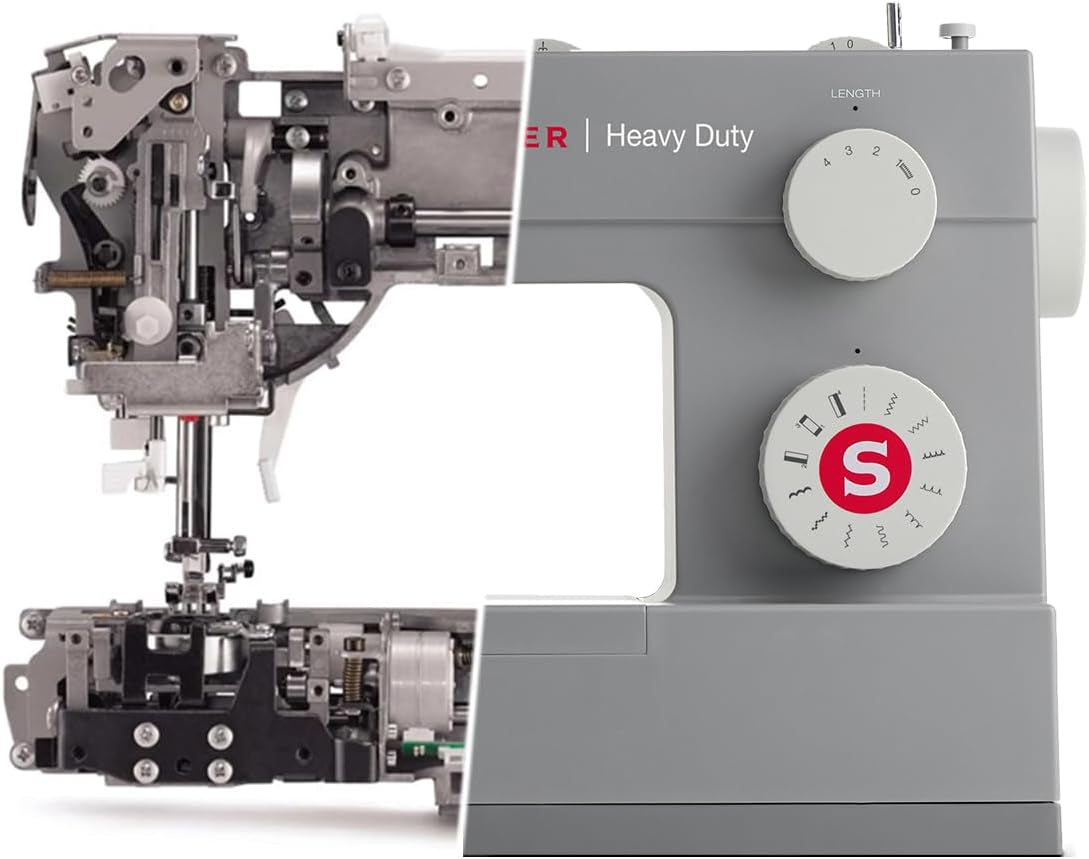 SINGER® 4423 (Grey) High Speed Heavy Duty Sewing Machine with Accessory Kit | 23 Stitches Deliver 97 Applications, 50% More Power for Denim and Canvas, 1100 Stitches/Min, Metal Frame, 1-Step Buttonhole