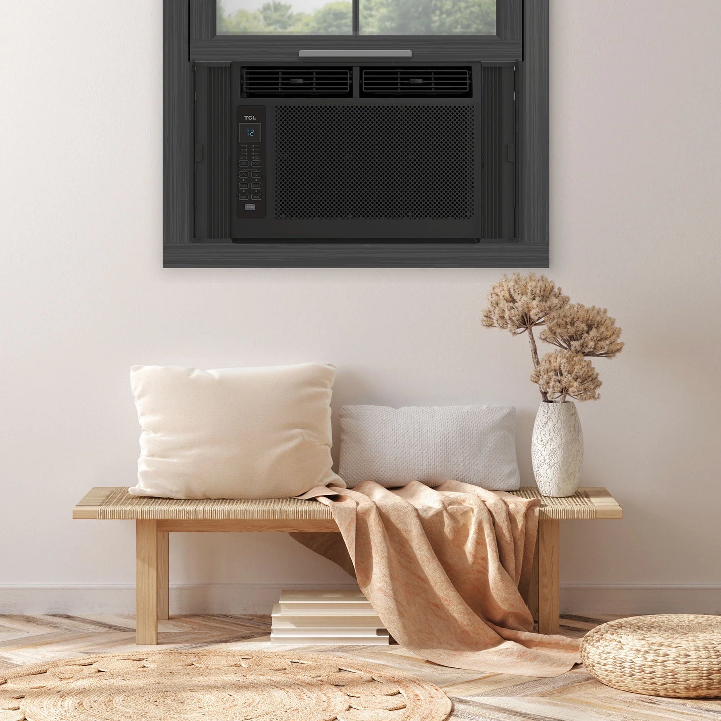 6,000 BTU Window Air Conditioner, 250 Sq. Ft., LED Display, Included Remote, Black, W6W32-B