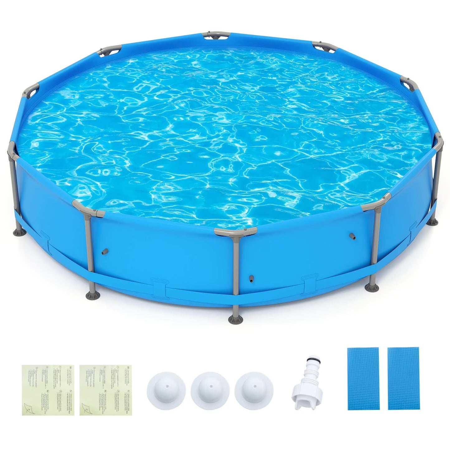 1617 Gal Outdoor Family Swimming Pool with Metal Frame Multi-Layer PVC Fabric