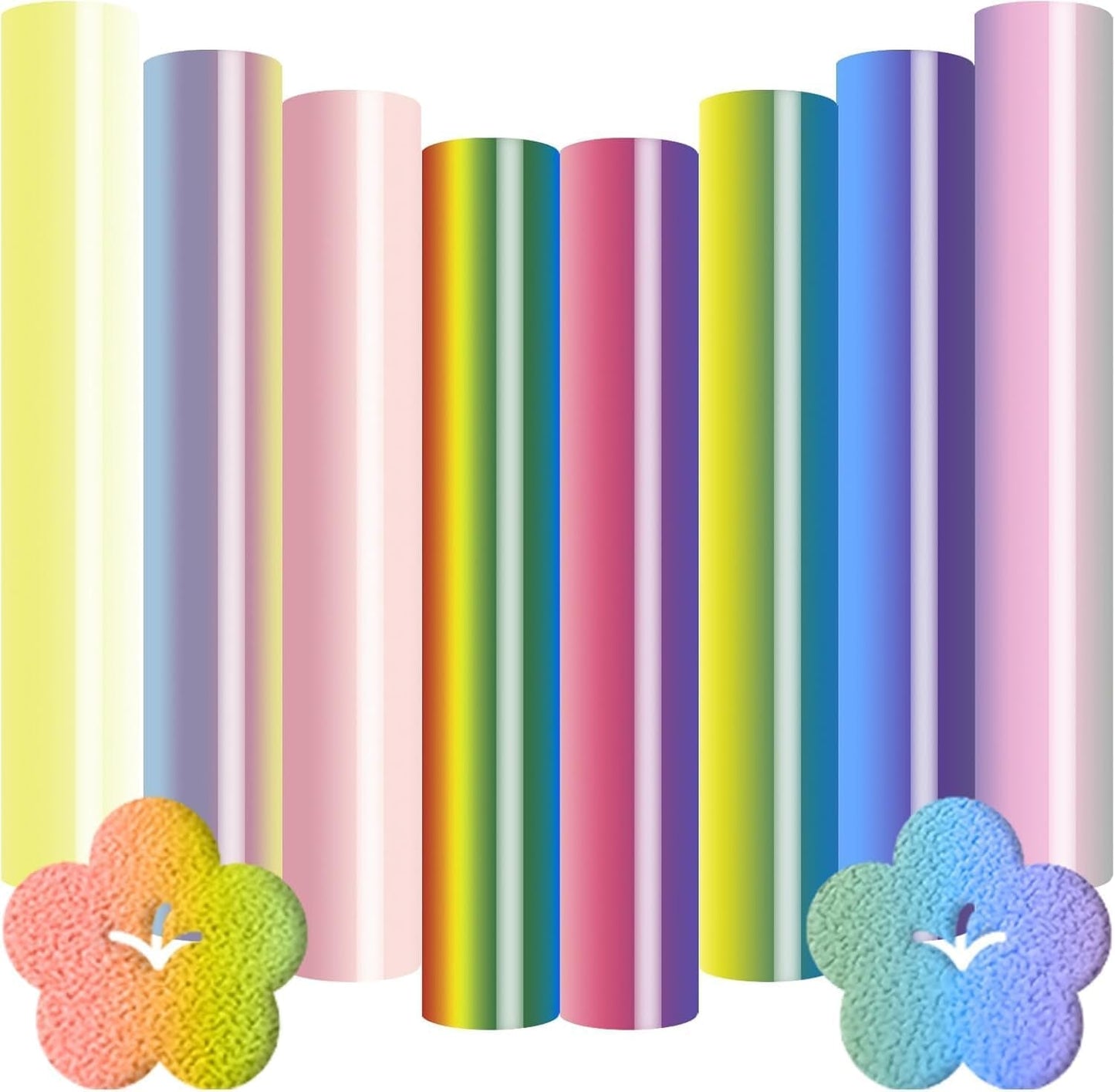 Puff Vinyl Heat Transfer 3D - Puff HTV Vinyl Gradient Colour 8 Sheets 12"X 10" Puff Heat Transfer Vinyl for T-Shirt Clothes Compatible with Cricut Air or Maker (8 Pcs)