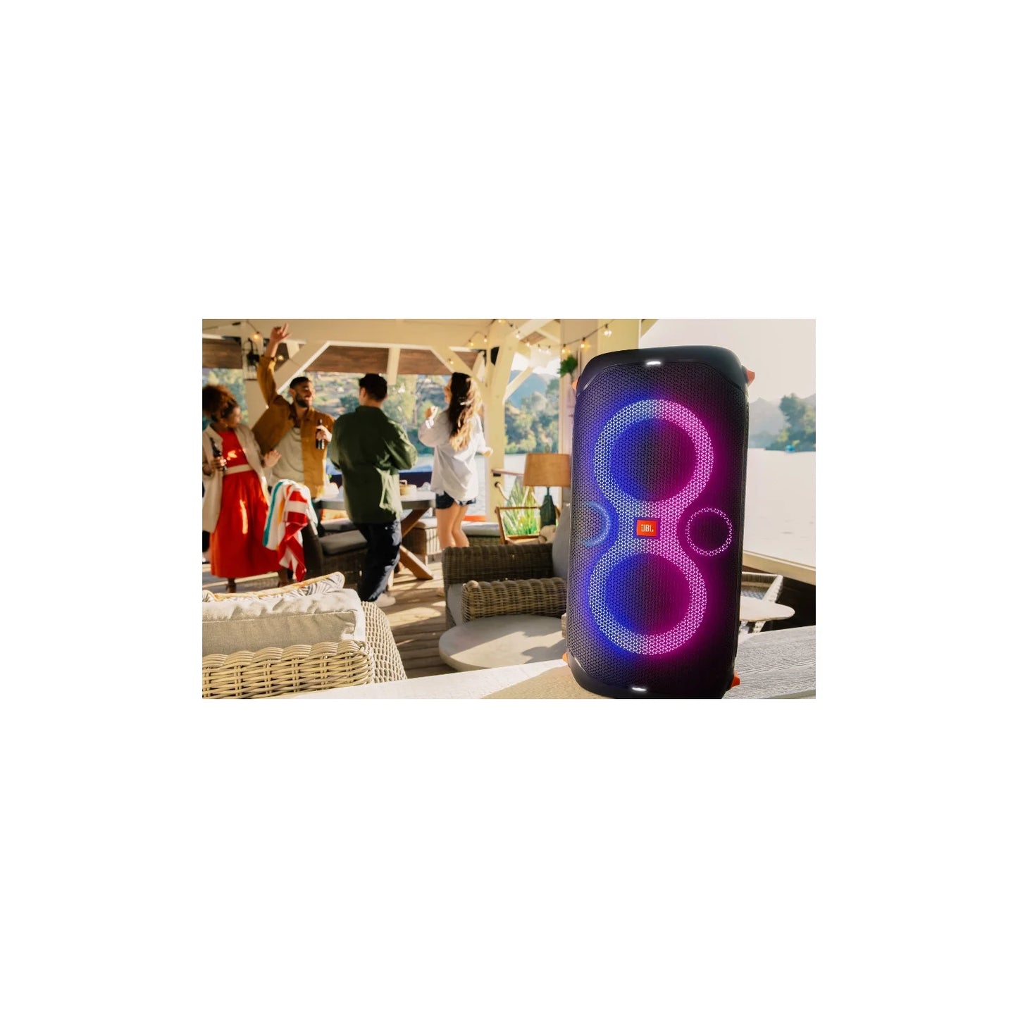 Partybox 110 - Portable Party Speaker with 160W Powerful Sound, Built-In Lights and Splashproof Design - Black