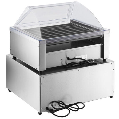 Avantco 30 Hot Dog Non-Stick Roller Grill with Sneeze Guard and 32 Bun Warmer