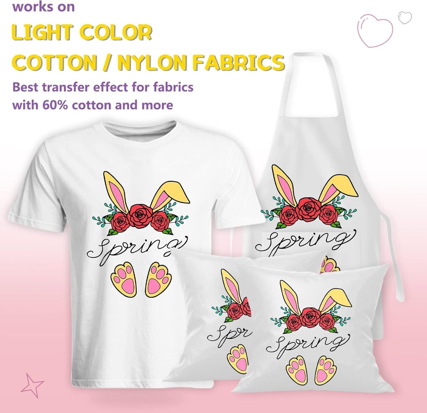 Heat Transfer Paper for Dark T Shirts & Printable Heat Transfer Vinyl for Light Fabric 60 PCS 8.5X11"