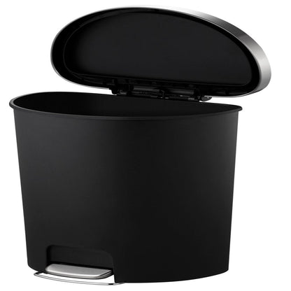 14.5-Gal Plastic Semi round Kitchen Step Trash Can, Black