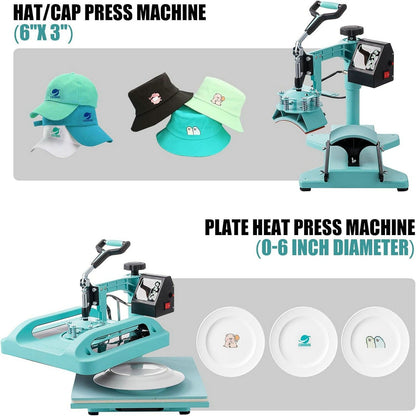 15"X15" 5 in 1 Heat Press Machine Digital Transfer Sublimation T-Shirt Mug Hat