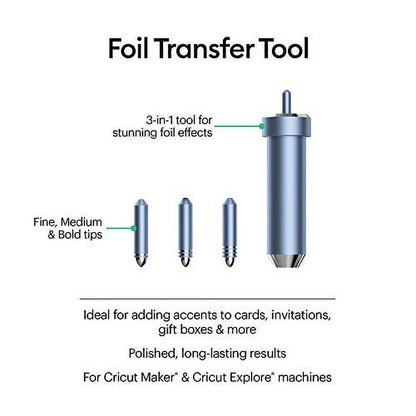 Cricut Foil Transfer Kit, 3 Tips-Fine, Medium & Bold, Explore Maker Machines