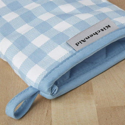 Gingham Mini Oven Mitt Set, Blue Velvet, 5.5"X8", Set of 2